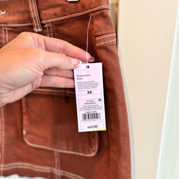 Wild Fable NWT Cargo Style Brown Denim Women's Mini Skirt Size XS - Picture 3 of 6